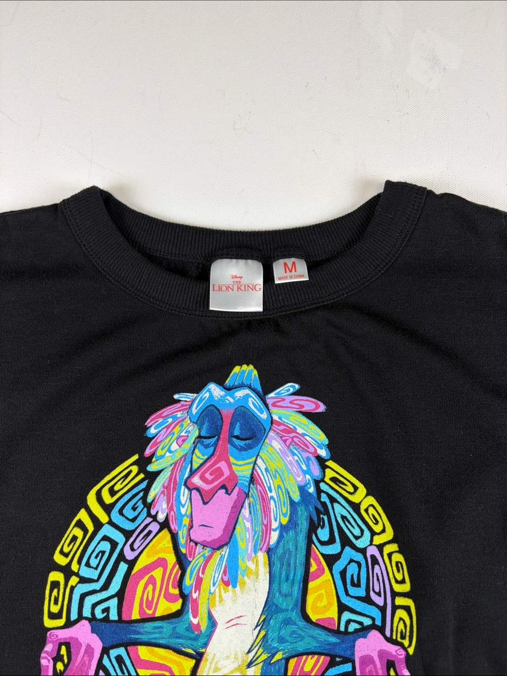 Disney Lion King Rafiki Meditation Psychedelic Sweatshirt Black Womens Size Med - Picture 2 of 5